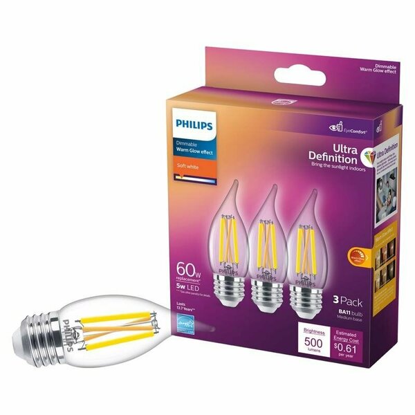 Philips Led 60w Ba11 Wg Led Bulb, 3PK 566695